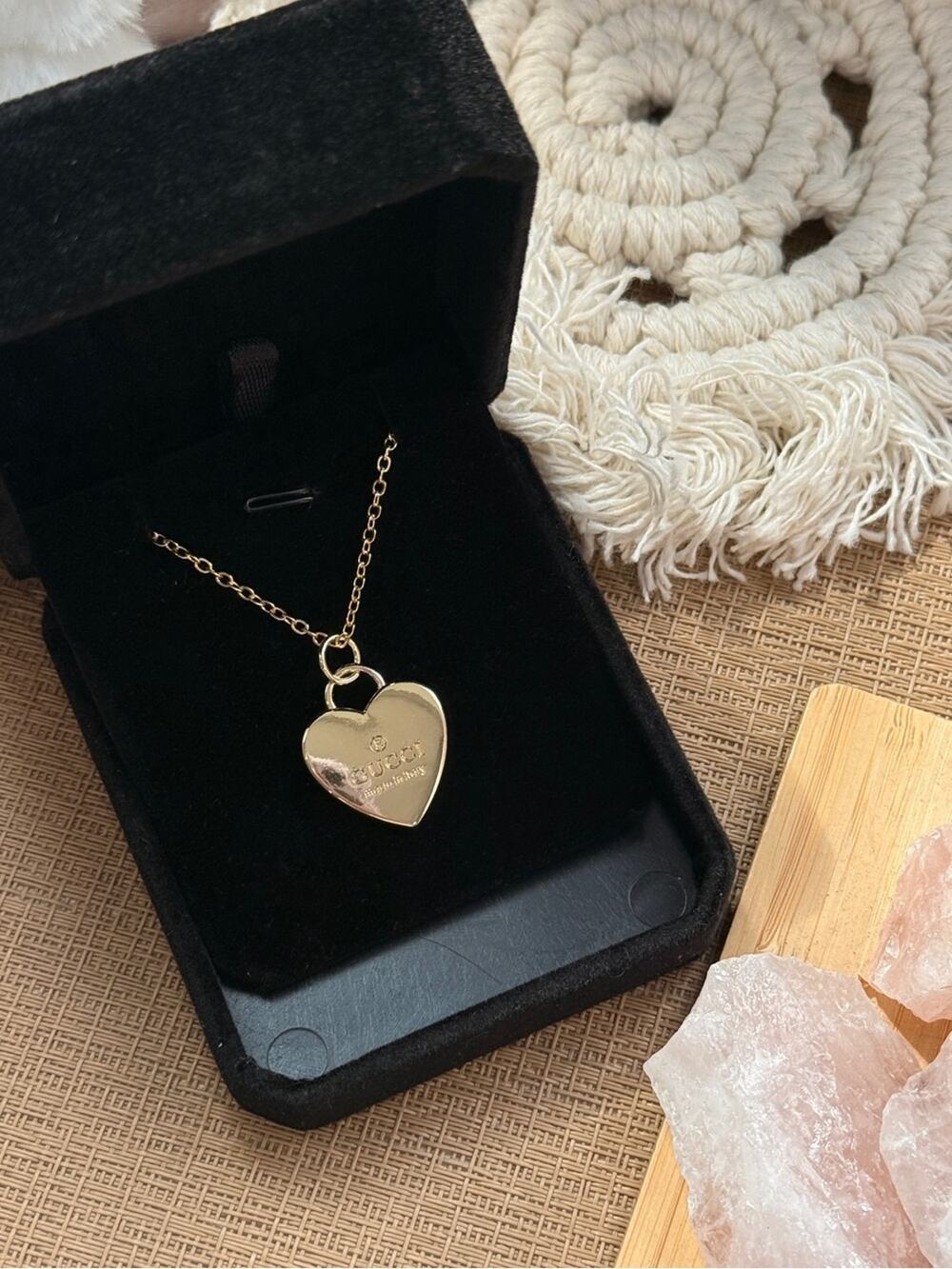 ONLY 1! Vintage Heart Gucci Gold logo Upcycled Necklace